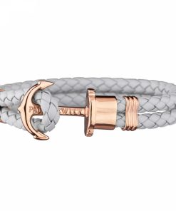 PAUL HEWITT Women Anchor Bracelet PHREP Made of Leather in Grey und Anchor in IP Roségold Size XS bis XXXL